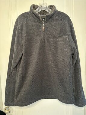 London Fog Gray Half-Zip Herringbone Sweater